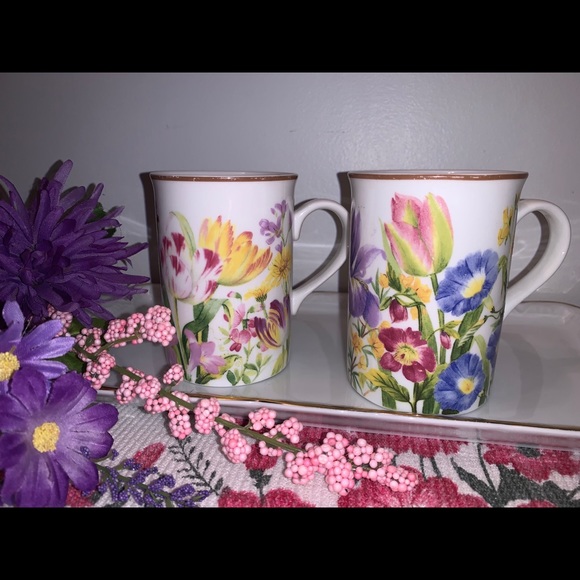 Jardin Royal Bone China Porcelain Mug Set of 2 Cups Collectibles Gift for Mom - Picture 2 of 5